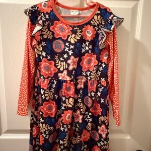 Floral Ruffle Long Sleeve Kids Dress